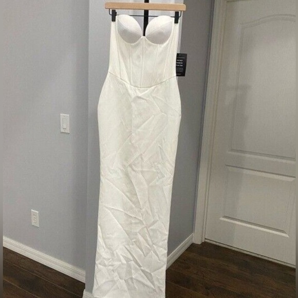 Retrofete Luna Bustier Strapless Bodycon White Maxi Dress - Picture 2 of 3